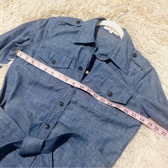 TORY BURCH Light Blue Denim Chambray Button Front Dress Size 2 - Picture 3 of 5